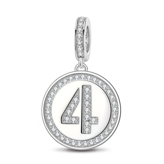 gon- Number Four Tarnish-resistant Silver Dangle Charms In White Gold Plated