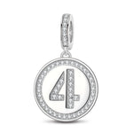 Number Four Tarnish-resistant Silver Dangle Charms In White Gold Plated