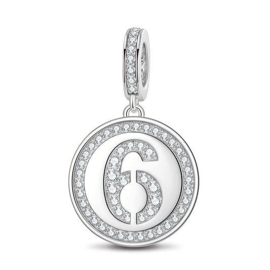 gon- Number Six Tarnish-resistant Silver Dangle Charms In White Gold Plated