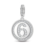 Number Six Tarnish-resistant Silver Dangle Charms In White Gold Plated