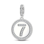 Number Seven Tarnish-resistant Silver Dangle Charms In White Gold Plated