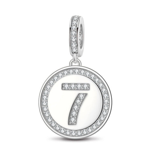 gon- Number Seven Tarnish-resistant Silver Dangle Charms In White Gold Plated