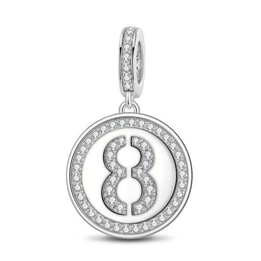 gon- Number Eight Tarnish-resistant Silver Dangle Charms In White Gold Plated