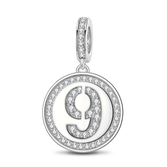 gon- Number Nine Tarnish-resistant Silver Dangle Charms In White Gold Plated
