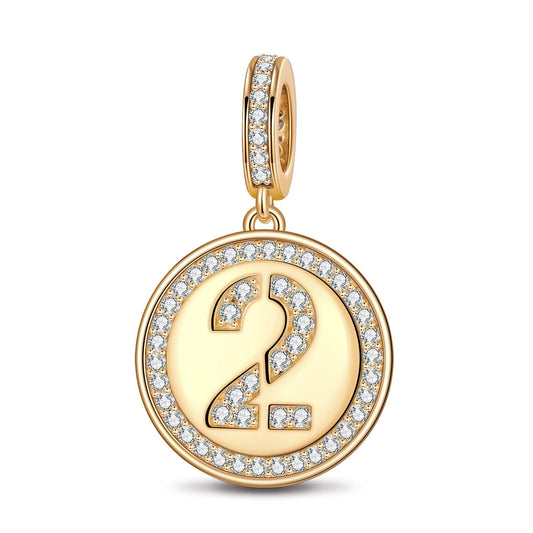 gon- Number Two Tarnish-resistant Silver Dangle Charms In 14K Gold Plated