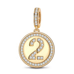 Number Two Tarnish-resistant Silver Dangle Charms In 14K Gold Plated