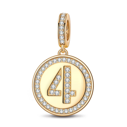gon- Number Four Tarnish-resistant Silver Dangle Charms In 14K Gold Plated