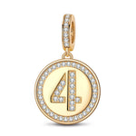 Number Four Tarnish-resistant Silver Dangle Charms In 14K Gold Plated