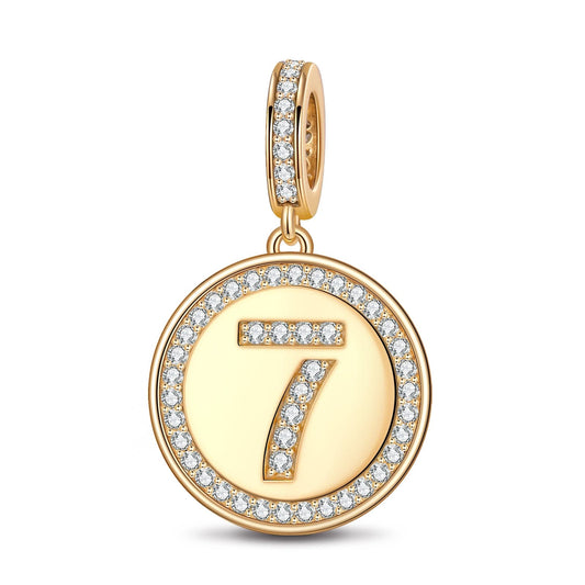 gon- Number Seven Tarnish-resistant Silver Dangle Charms In 14K Gold Plated