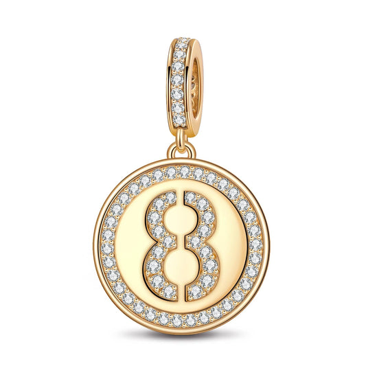 gon- Number Eight Tarnish-resistant Silver Dangle Charms In 14K Gold Plated