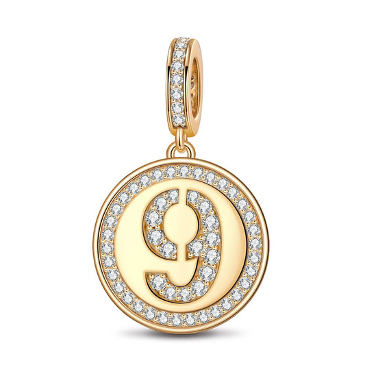 gon- Number Nine Tarnish-resistant Silver Dangle Charms In 14K Gold Plated