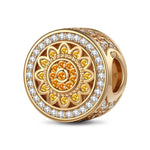 Sunflower Tarnish-resistant Silver Charms In 14K Gold Plated