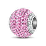 Fancy Pink Zirconia Minimalist Tarnish-resistant Silver Charms In White Gold Plated