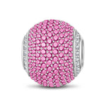 Fuchsia Zirconia Minimalist Tarnish-resistant Silver Charms In White Gold Plated