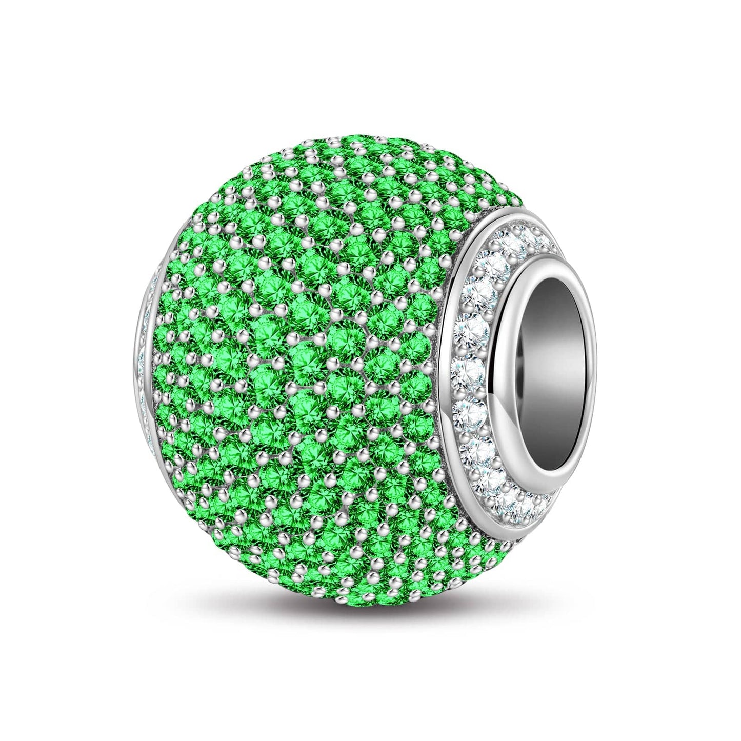 Green Zirconia Minimalist Tarnish-resistant Silver Charms In White Gold Plated