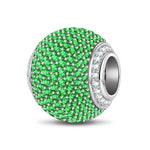 Green Zirconia Minimalist Tarnish-resistant Silver Charms In White Gold Plated