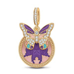 Green Summer's Butterfly Tarnish-resistant Silver Dangle Charms With Enamel In 14K Gold Plated