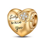 Lucky To Have You Tarnish-resistant Silver Charms In 14K Gold Plated