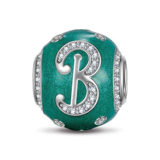 gon- Letter B Tarnish-resistant Silver Charms With Enamel In White Gold Plated