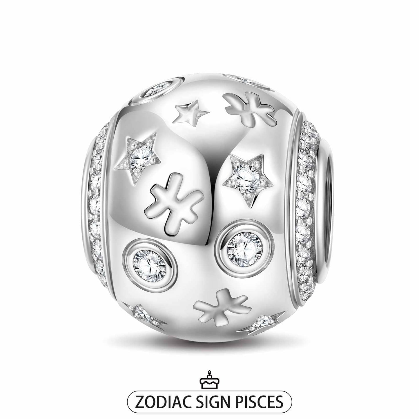 Pisces Tarnish-resistant Silver Constellation Charms In White Gold Plated