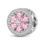 Pink Snowflake Tarnish-resistant Silver Charms In White Gold Plated