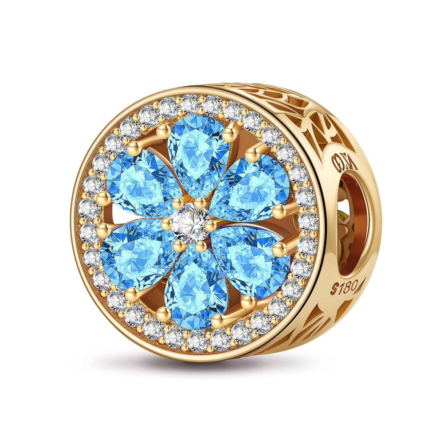 Clear Blue Snowflake Tarnish-resistant Silver Charms In 14K Gold Plated