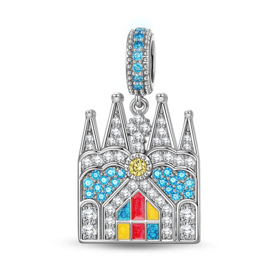 gon- Basilica St. Clotilde Tarnish-resistant Silver Charms With Enamel In White Gold Plated