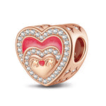 Heart To Heart Tarnish-resistant Silver Charms With Enamel In Rose Gold Plated