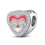 Heart To Heart Tarnish-resistant Silver Charms With Enamel In White Gold Plated