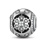 XL Size Fusion Tarnish-resistant Silver Charms With Enamel In Blackened 925 Sterling Silver Plated For Men