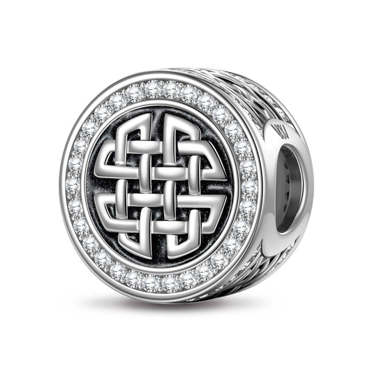 gon- XL Size Interwoven Tarnish-resistant Silver Charms With Enamel In White Gold Plated For Men