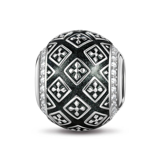gon- XL Size Supremacy Tarnish-resistant Silver Charms With Enamel In White Gold Plated For Men