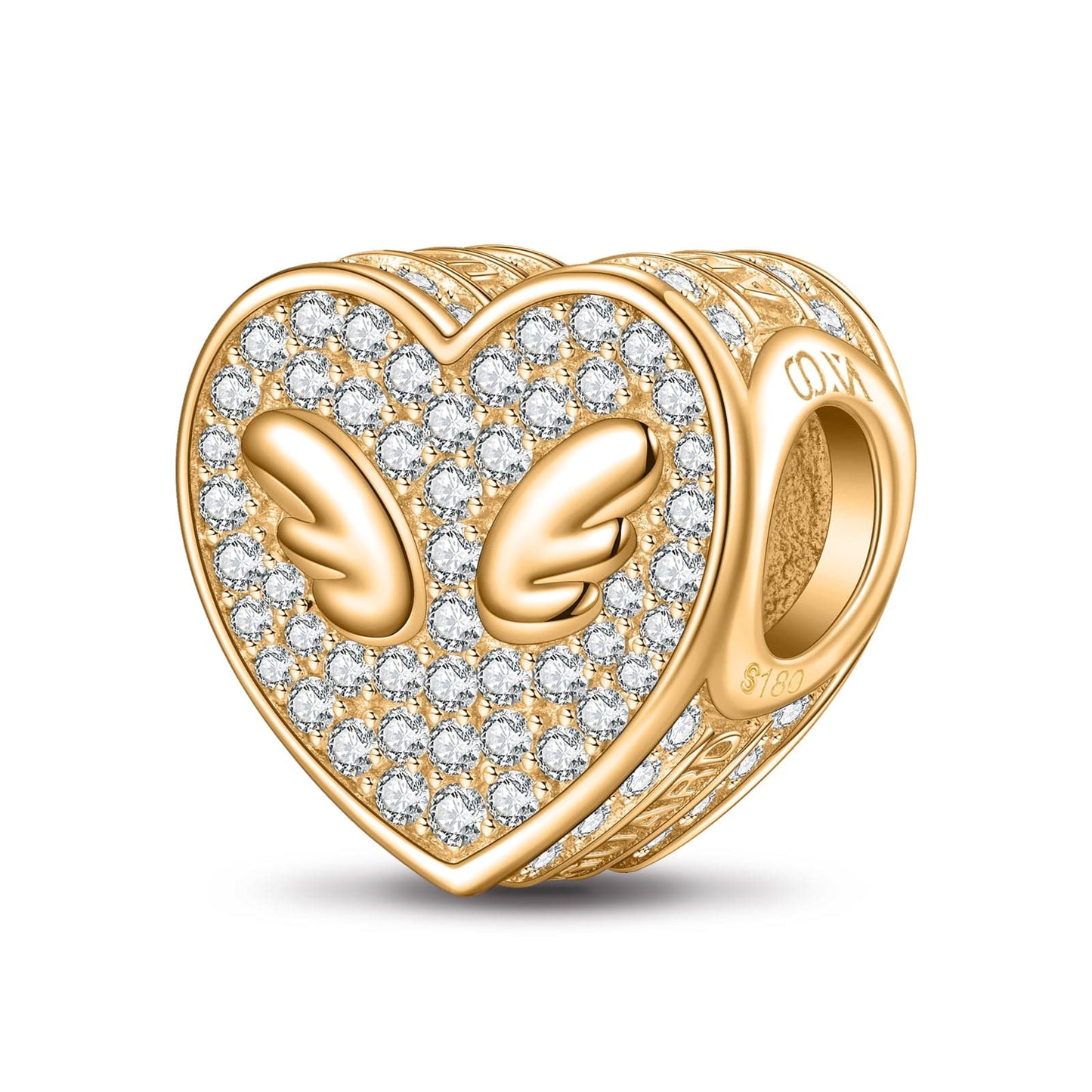 Angel Wings Tarnish-resistant Silver Charms With Enamel in 14K Gold Plated