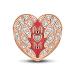 Mother's Love Tarnish-resistant Silver Clips With Enamel In Rose Gold Plated