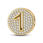 Number One Tarnish-resistant Silver Charms In 14K Gold Plated