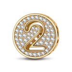 Number Two Tarnish-resistant Silver Charms In 14K Gold Plated