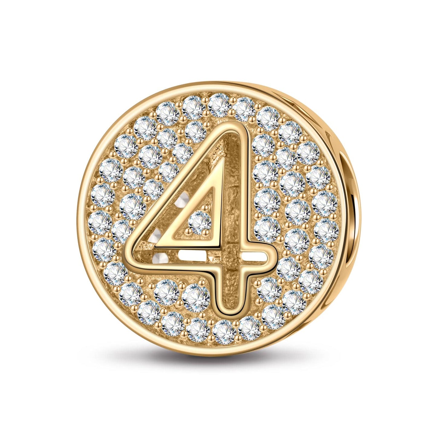 Number Four Tarnish-resistant Silver Charms In 14K Gold Plated