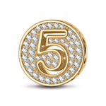 Number Five Tarnish-resistant Silver Charms In 14K Gold Plated