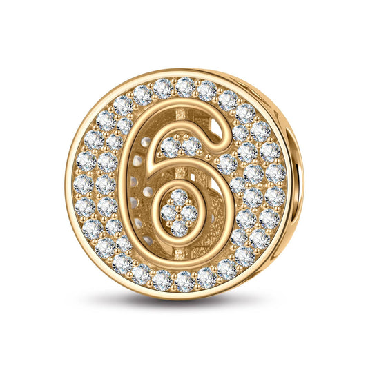 gon- Number Six Tarnish-resistant Silver Charms In 14K Gold Plated