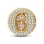 Number Six Tarnish-resistant Silver Charms In 14K Gold Plated
