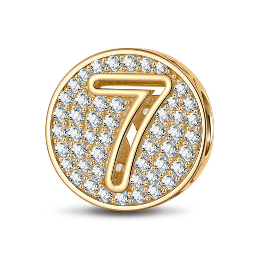 gon- Number Seven Tarnish-resistant Silver Charms In 14K Gold Plated