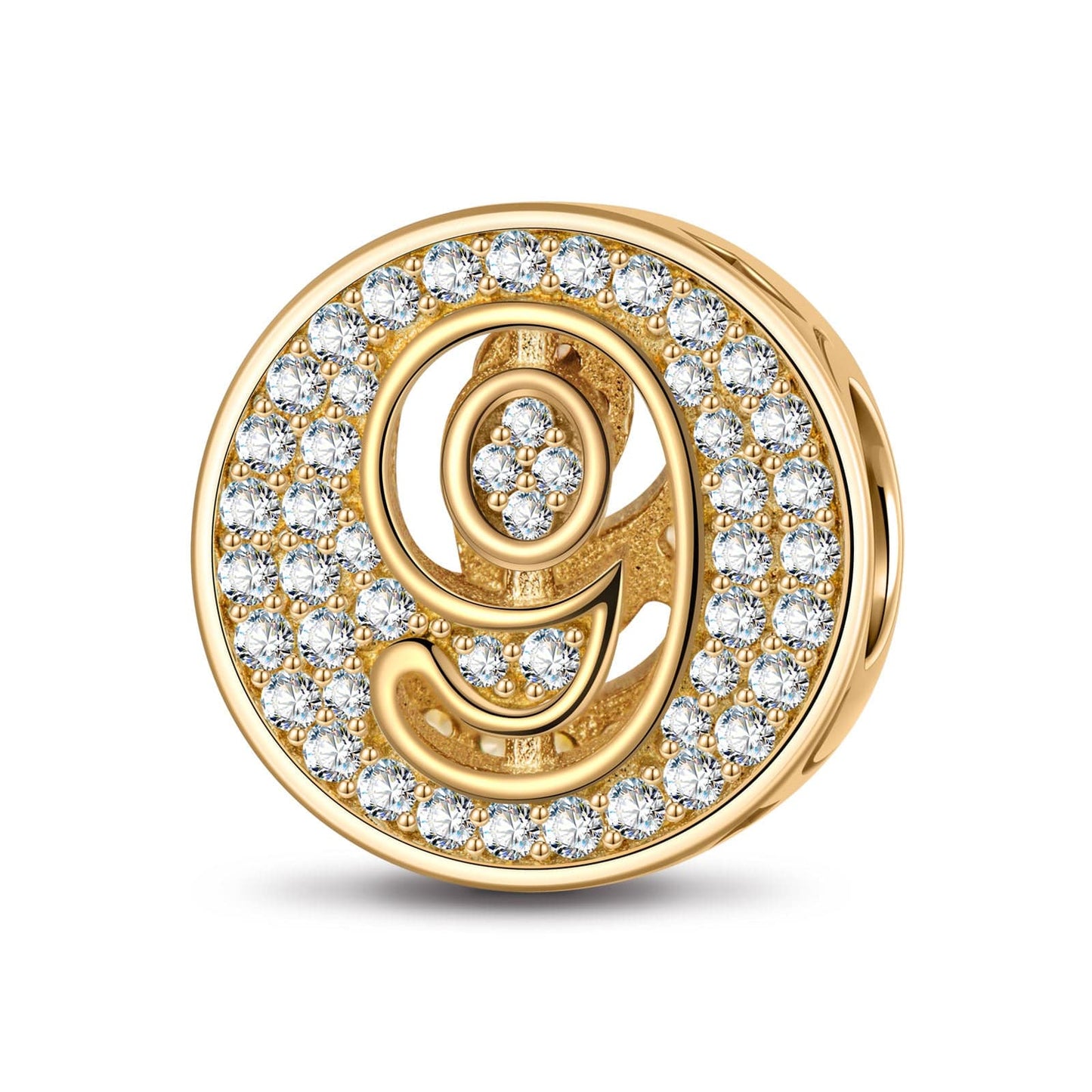 Number Nine Tarnish-resistant Silver Charms In 14K Gold Plated