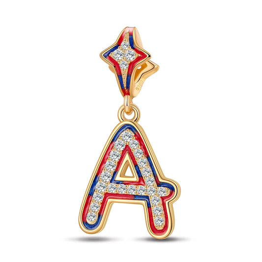 gon- I Love Paris - Letter A Tarnish-resistant Silver Charms With Enamel In 14K Gold Plated