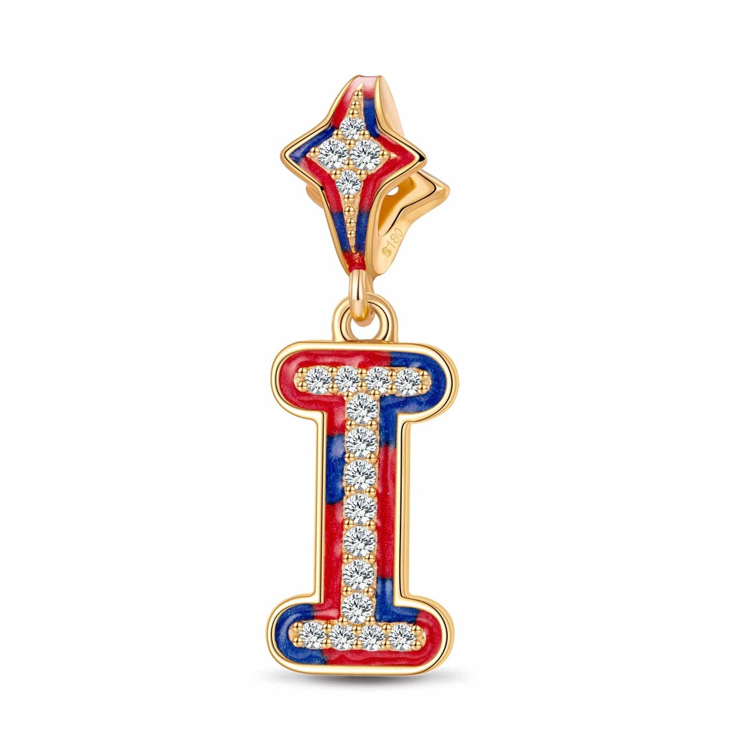 I Love Paris - Letter I Tarnish-resistant Silver Charms With Enamel In 14K Gold Plated