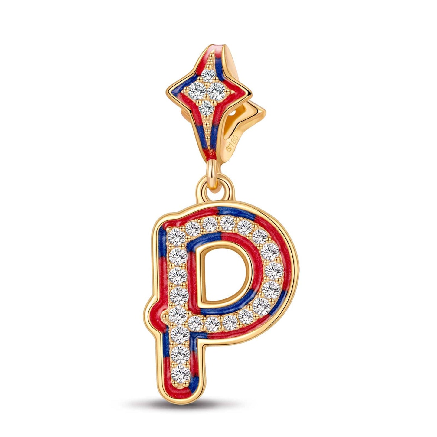 I Love Paris - Letter P Tarnish-resistant Silver Charms With Enamel In 14K Gold Plated