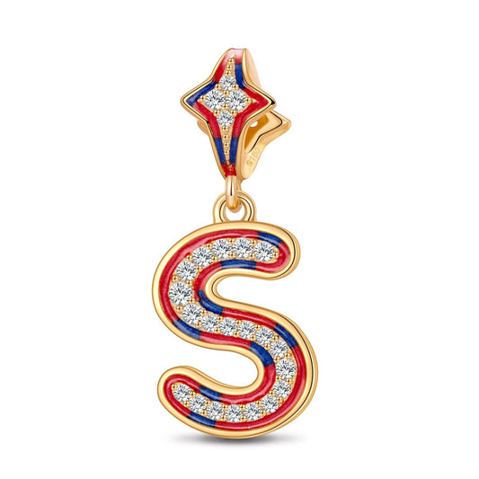 gon- I Love Paris - Letter S Tarnish-resistant Silver Charms With Enamel In 14K Gold Plated