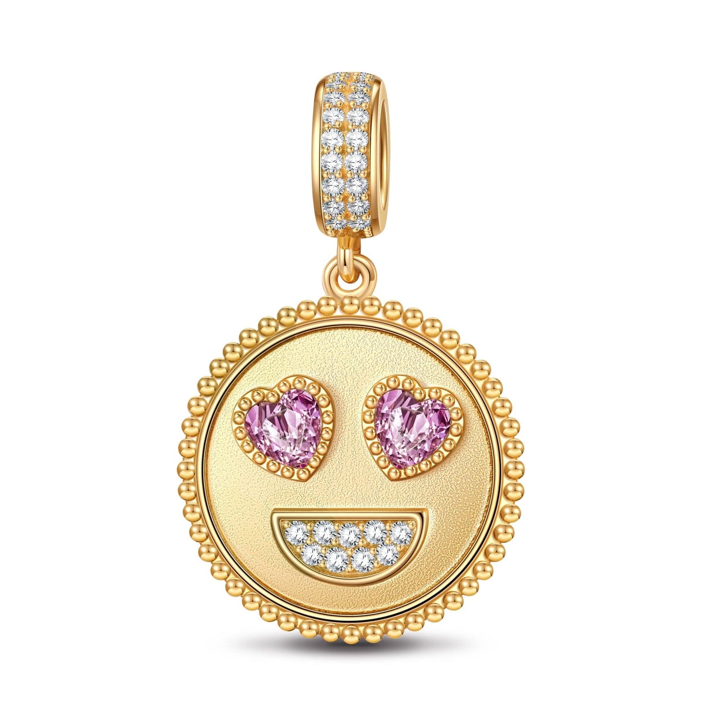 Smiling Face with Heart-Eyes Emoji Tarnish-resistant Silver Charms In 14K Gold Plated