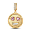 Smiling Face with Heart-Eyes Emoji Tarnish-resistant Silver Dangle Charms In 14K Gold Plated