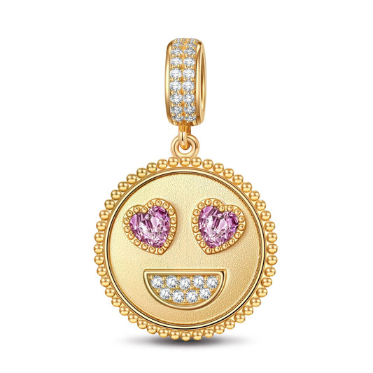 gon- Smiling Face with Heart-Eyes Emoji Tarnish-resistant Silver Charms In 14K Gold Plated