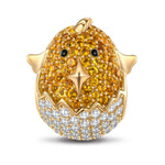 Eggshell Chick Tarnish-resistant Silver Animal Charms In 14K Gold Plated